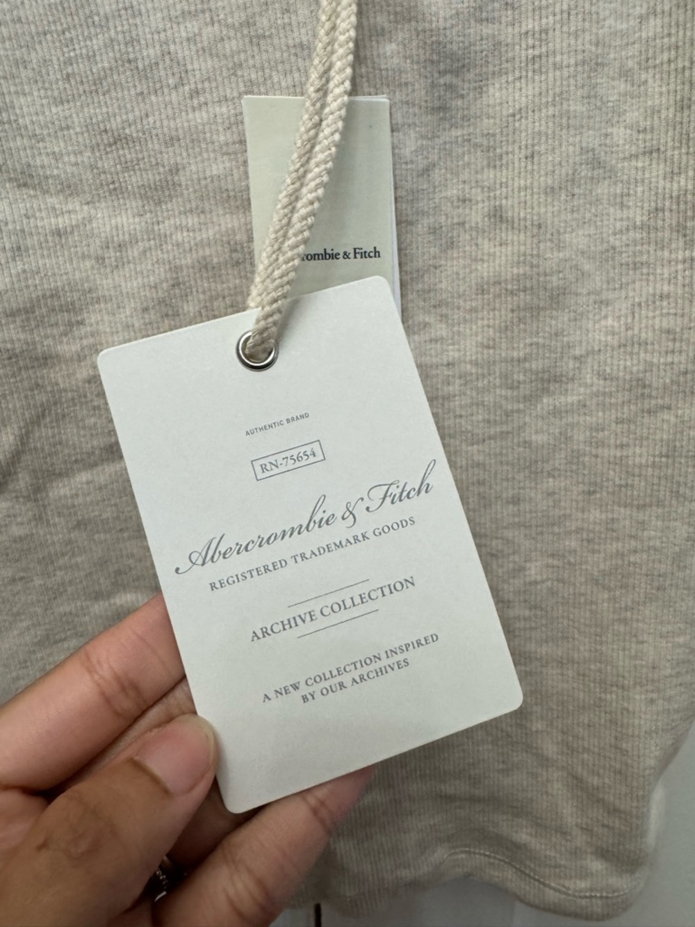 A&F Archive Embellished Rib Cami - Heather Oatmeal - Picture 5 of 12